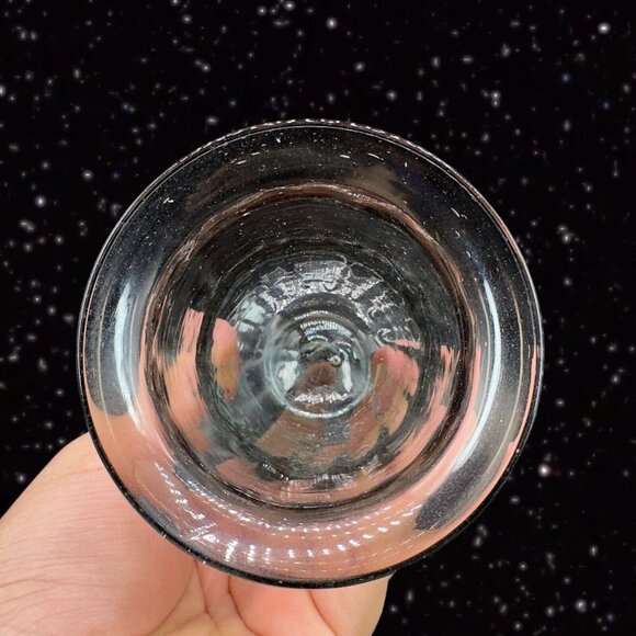 Hand Blown Art Glass Vase Bowl With Applied Base Clear Smokey Gray Black 4”T - Picture 7 of 15